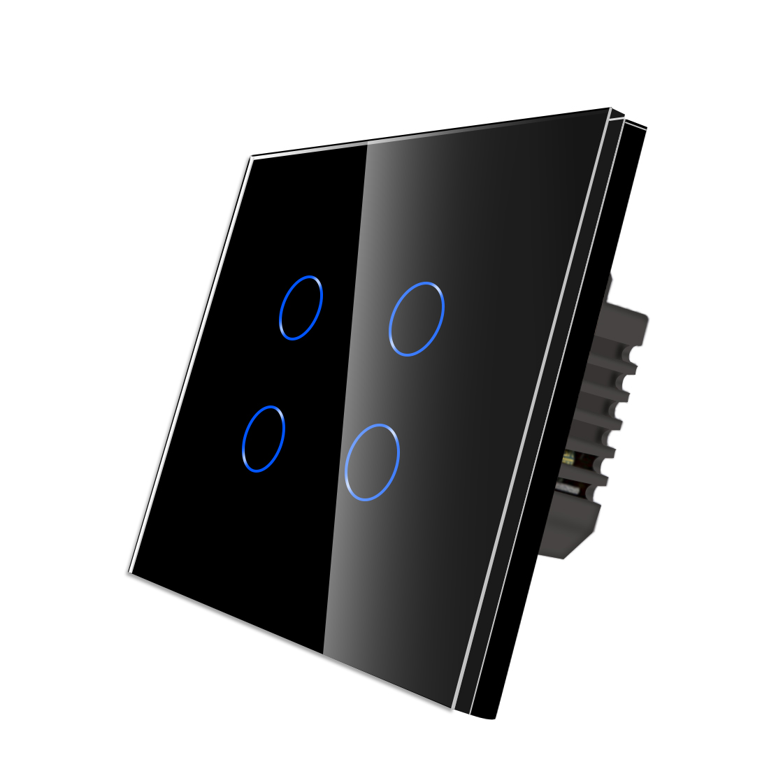  کلید لمسی چهار پل با قاب شیشه ای Zigbee در رنگهای سفید، طلایی و مشکی
