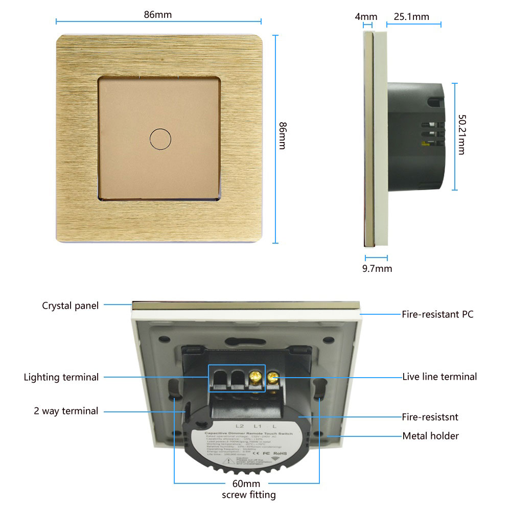  کلید لمسی تک پل آلومینیومی طلایی Zigbee -کنترل هوشمند منزل شما