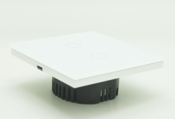  کلید لمسی دو پل با قاب شیشه ای Zigbee رنگهای سفید، طلایی و مشکی